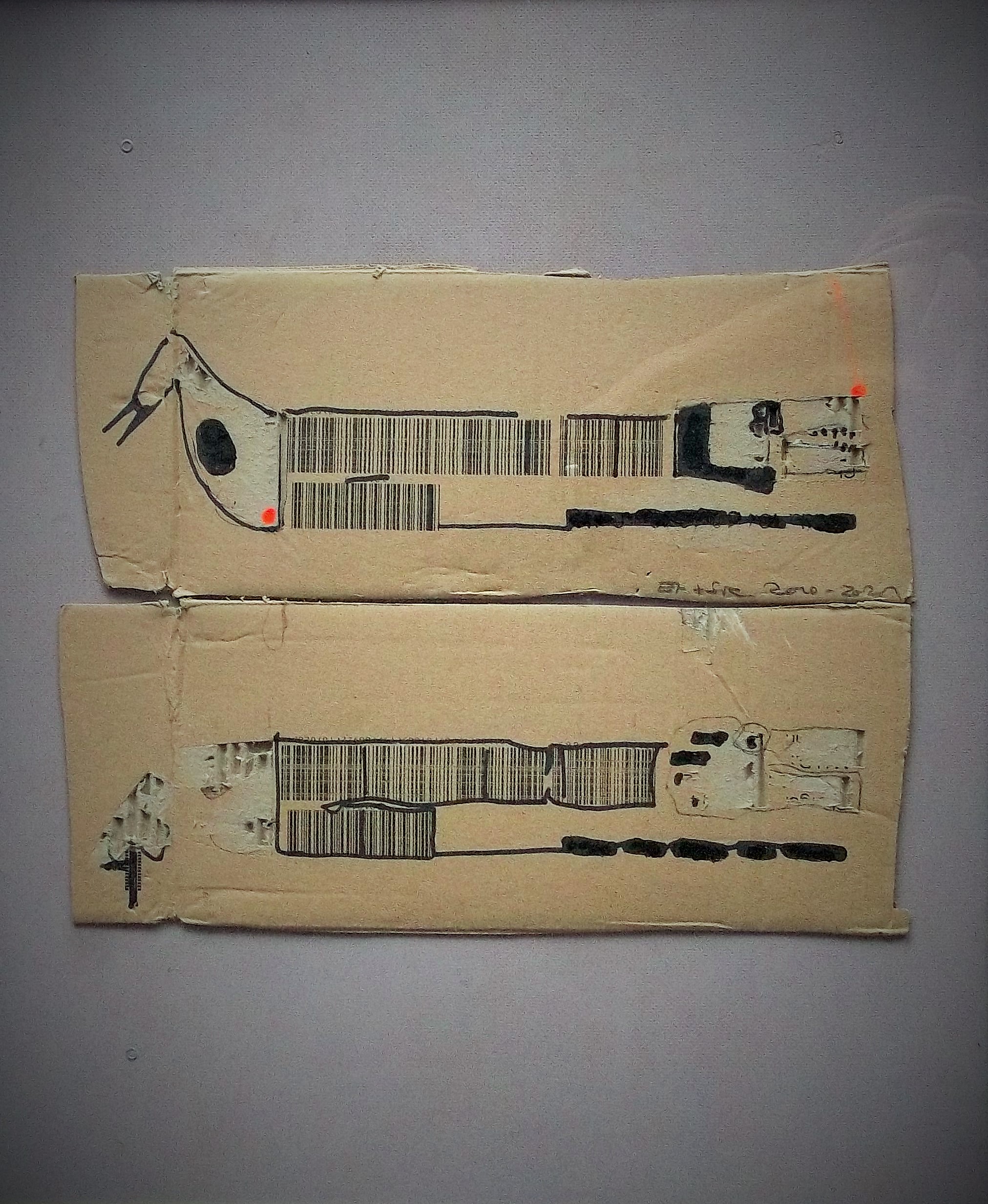 Er & Sie, 2021, Bleistift/Filzstift/Acrylfarbe auf Karton, akuell in der GKK e.V. im Kunst-Spektrum in Krefeld ausgestellt