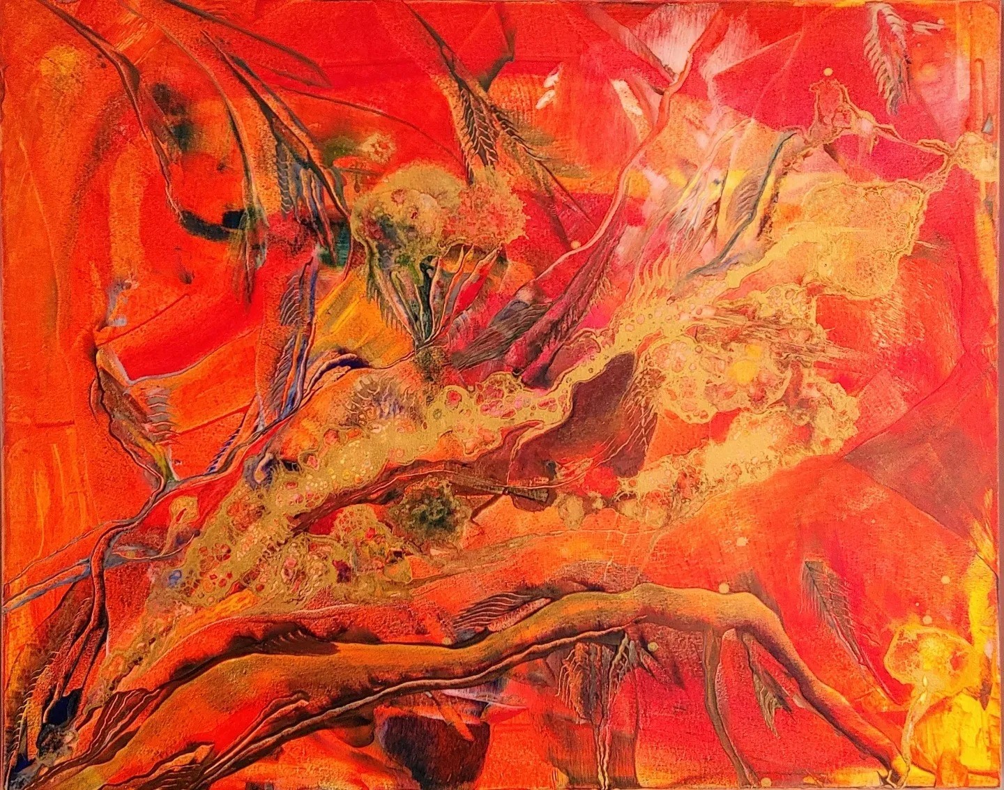 rote Acrylmalerei