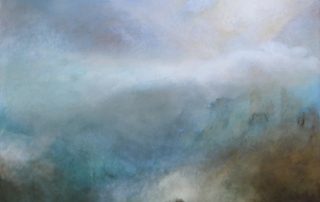 Ein Gemälde eines wolkenverhangenen Himmels.